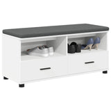 Hall Bench White 100 x 38 x 46 cm Engineered Wood and Fabric 891464