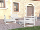 4 Piece Garden Lounge Set White Solid Wood Pine 3075260