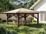 Gazebo with 4 Sidewalls 3.3 x 3.3 m Cream and Brown 42036812