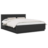 Bed Frame with Headboard Black 180 x 200 cm Engineered Wood 3408139