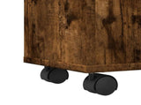 Narrow Bathroom Cabinet with Wheels Smoked Oak Engineered Wood 855236