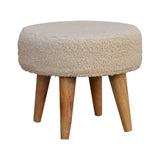 Cream Boucle Petite Footstool IN3434