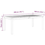ZNTS Garden Table Grey 200x100x75 cm Solid Wood Acacia 318745