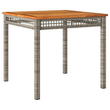Garden Table Grey 80x80x74 cm Poly Rattan Acacia Wood 366274