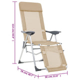 Folding Camping Chairs with Footrests 2 pcs Cream Textilene 360147