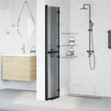 Walk-In Shower Wall Folding Black 90 x 6.5 x 190 cm 42017965