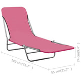 ZNTS Folding Sun Loungers 2 pcs Steel and Fabric Pink 310345