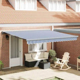 Retractable Awning Blue and white 400 x 300 cm Fabric, Metal 3330484