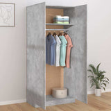 800634 Wardrobe Concrete Grey 90x52x200 cm Engineered Wood