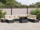Garden Sofa Set with Storage 9 pcs Black Poly rattan 3358831