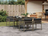 5 Piece Garden Dining Set with Cushions Grey Poly Rattan 3211436