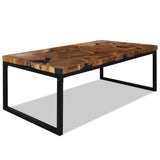 Coffee Table Black and Brown Teak Wood and Resin 110x60x40 cm 244551