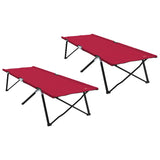 Folding Camping Bed 2 pcs Red 206 x 76 x 74 cm Oxford fabric 42003170