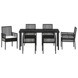 Garden Dining Set with Cushion 7 pcs Black Poly rattan 3379867