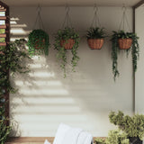 Hanging Planters 4 pcs with Coco Liners Black 35x52 cm Steel 319358