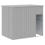 Dog House with Run Light Grey 214x661x181 cm Galvanised Steel 3189127