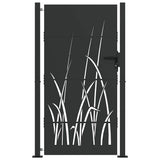 Garden Gate with Lock Black 110 x 180 cm Powder-coated steel 42015892