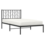 Metal Bed Frame without Mattress with Headboard Black 100x190cm 374431