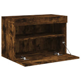 TV Wall Cabinet with LED Lights Smoked Oak 60x30x40 cm 837191