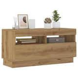 TV Cabinet with LED Lights Artisian Oak 80x35x40 cm Engineered Wood 856358