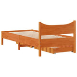 Bed Frame with Drawers Wax Brown 75x190 cm Small Single Solid Wood Pine 3301931