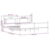 Metal Bed Frame without Mattress Brown Oak 180x200 cm Super King 3325136