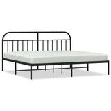Bed Frame Black Powder-Coated Steel Double Bed Frame 353641