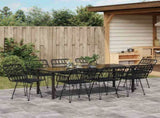 Garden Dining Set 9 pcs Black Powder-Coated Steel 3379190