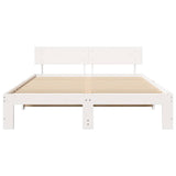 Bed Frame with Headboard White 150 x 200 cm Solid Pine Wood 872648
