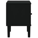 Bedside Cabinet SENJA Rattan Look Black 40x35x48 cm Solid Wood Pine 358012