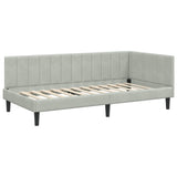 Corner Bed Frame Light Grey 100 cm x 200 cm Velvet 42016358