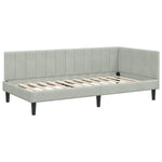 Corner Bed Frame with Headboard Light grey 90 x 200 cm Velvet 42016348