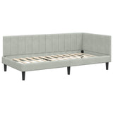 Corner Bed Frame with Headboard Light grey 90 x 200 cm Velvet 42016348