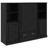 Highboard with Drawer 3 pcs Black Oak Engineered Wood 3402676