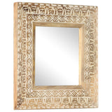 Hand-Carved Mirror 50x50x2.6 cm Solid Mango Wood 321644