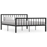 ZNTS 284572 Bed Frame without Mattress Black Metal 160x200 cm