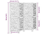 Room Divider 4 Panels Black Solid Wood Paulownia 358754
