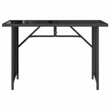 Garden Table Black Poly Rattan, Tempered Glass, Powder-Coated Steel 366350