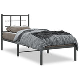 Metal Bed Frame without Mattress with Headboard Black 75x190cm 355551