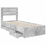 Bed Frame with Drawer Concrete Grey 75 x 190 cm Engineer Wood 3411541