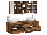 Bathroom Furniture Set 4 pcs Old Wood Engineered Wood and Glass 3406989