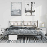 Metal Bed Frame without Mattress with Headboard Black 193x203cm 373697