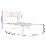 Metal Bed Frame without Mattress with Headboard White 75x190cm 372218