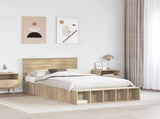 Bed Frame with Shelf Sonoma Oak 120 x 200 cm Engineered Wood 3408391