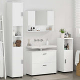 Bathroom Furniture Set 4 pcs White Engineered Wood and Metal 3393043