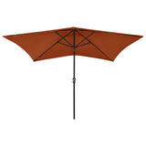 313791 Garden Parasol with LEDs and Steel Pole Terracotta 2x3 m