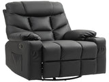 Manual Reclining Chair, Recliner Armchair with Swivel, Faux Leather, Footrest, Cup Holders, T3398P344109