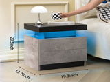 Nightstand LED Bedside Table Cabinet Lights Modern End Side with 2 Drawers for Bedroom T3272P450919