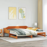 Daybed with Trundle without Mattress Wax Brown 90x200 cm Solid Wood 850907