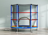 Kids Trampoline, with Enclosure Net, Steel Frame, for Ages 3-6 Years - MultiColoured T3398P348070